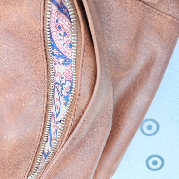 Vintage Urban Expressions Brown Lennon Backpack Vegan Leather Fold Over - Picture 2 of 7